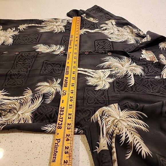 kalaheo hawaiian shirt M Tropical Gray Button Short Sleeve - Picture 4 of 4
